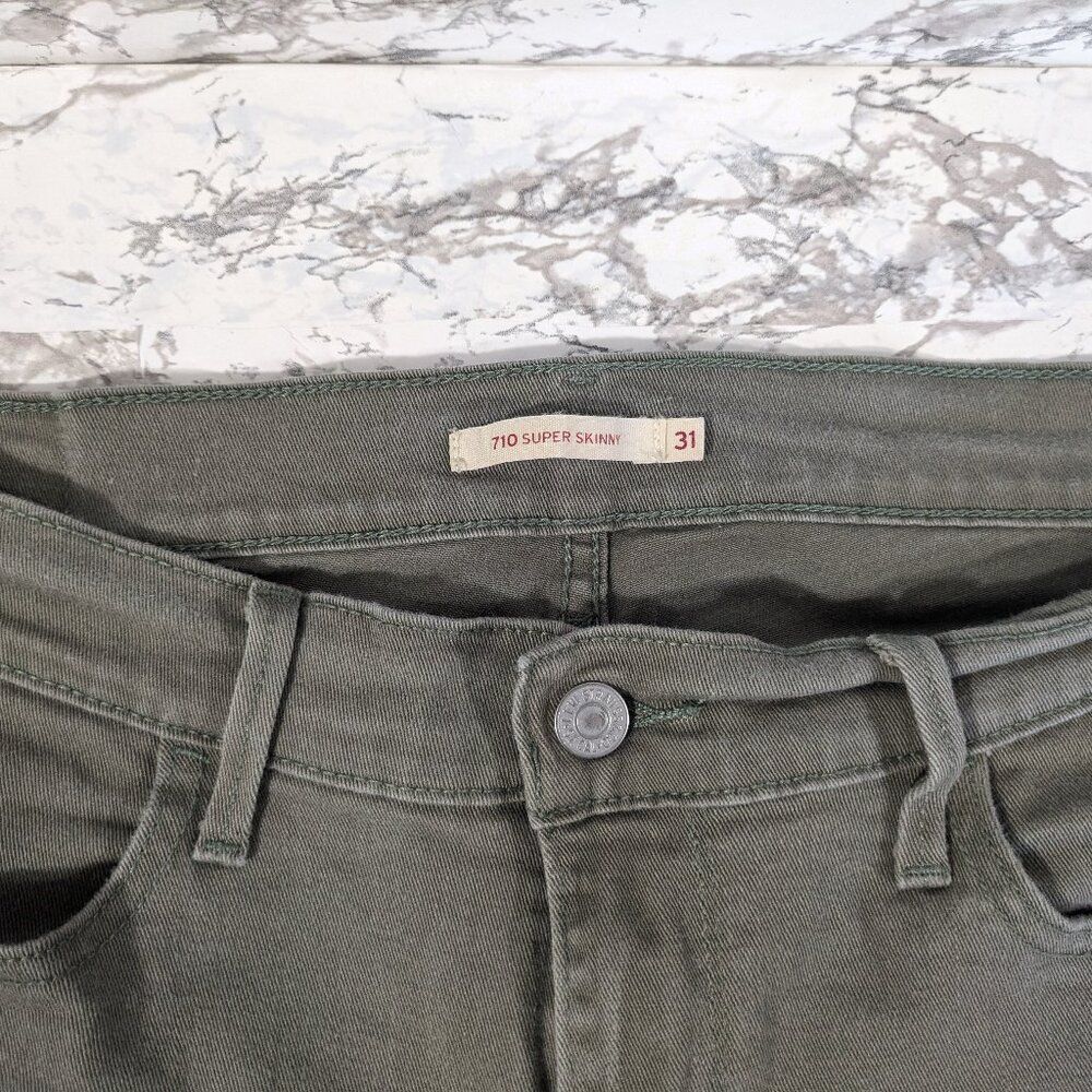 Levis 710 Super Skinny Olive Green sz 31 - Picture 2 of 7